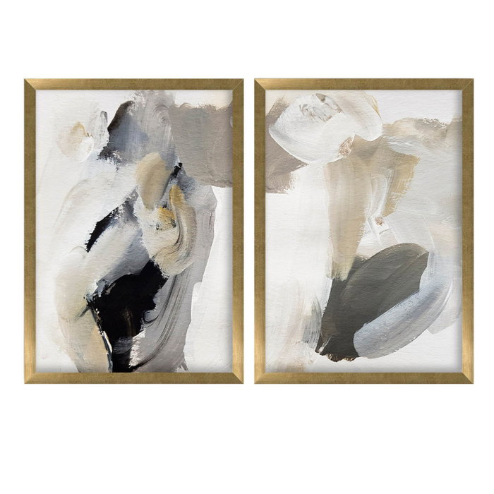Wallity Cuadros Decorativos enmarcados en MDF Negro, Gris y Beige (2 piezas)
